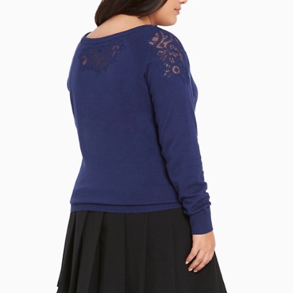 Torrid Navy Lace Shoulder Sweater